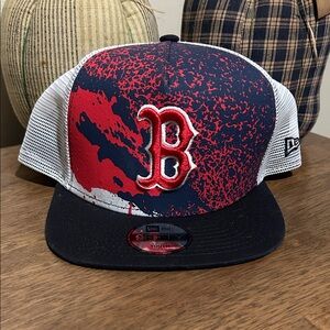 Boston New Era Navy and Red Mesh Hat